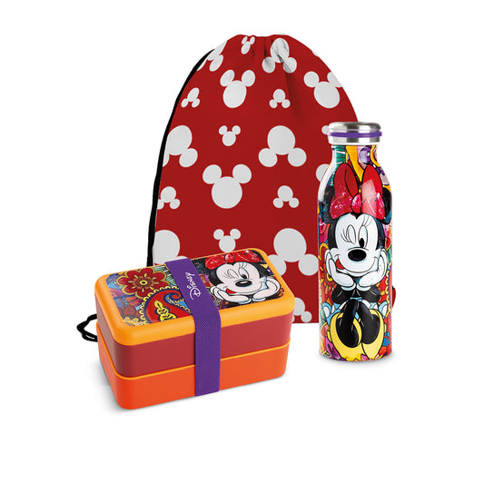 Set Lunch Box con Bottiglia Termica Minnie Forever & Ever + sacca