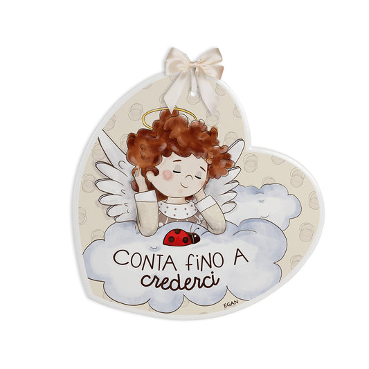 Targa Cuore Angelo Bianco 17X17