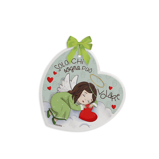 Targa Cuore Angelo Verde 14X14