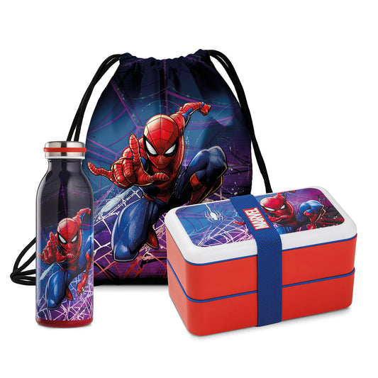 Set lunch box + bottiglia termica + sacca Spider-Man