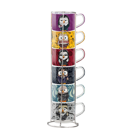 Set 6 Tazzine Caffè impilabili The Addams Family con Metalrack

