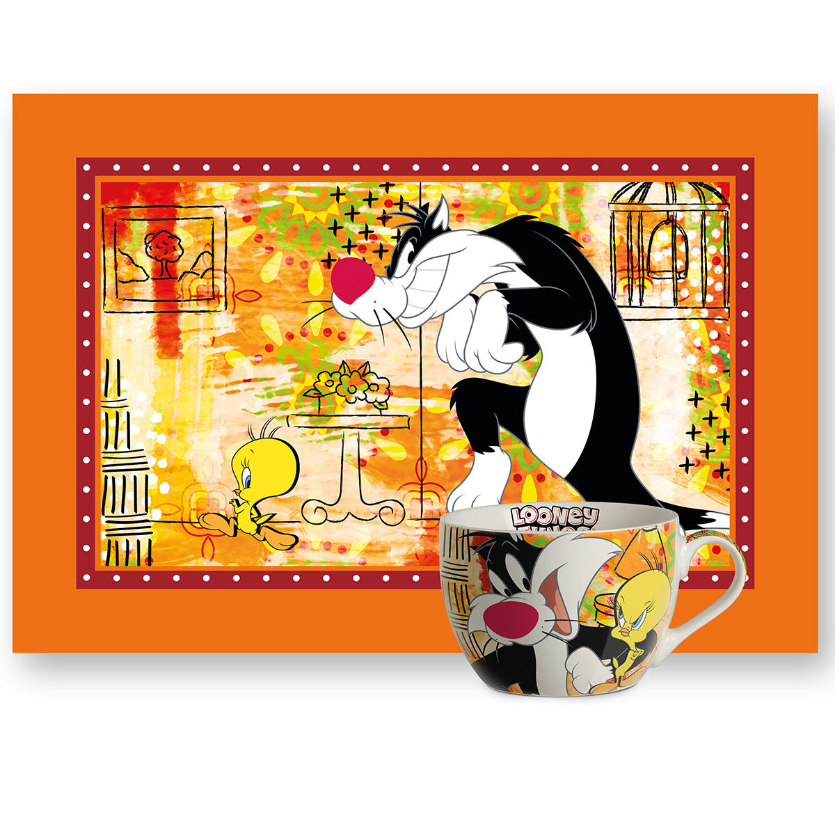 Set Tazza Colazione e Tovaglietta Titti & Silvestro