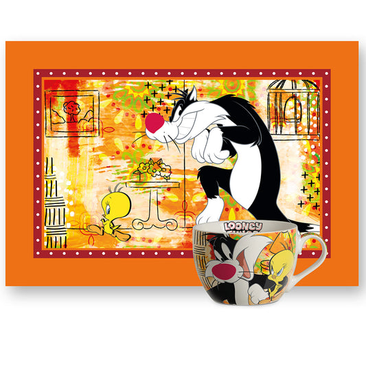 Set Tazza Colazione e Tovaglietta Titti & Silvestro