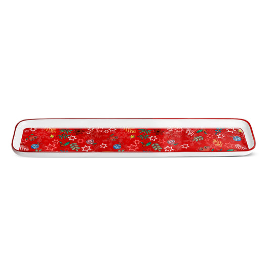 Piatto Torrone Natale Rosso 33X11