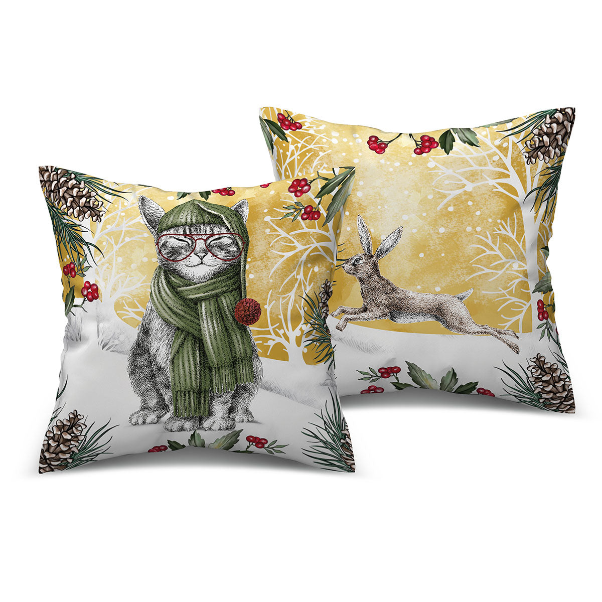 Set 2 Cuscini Natale Gatto 40x40