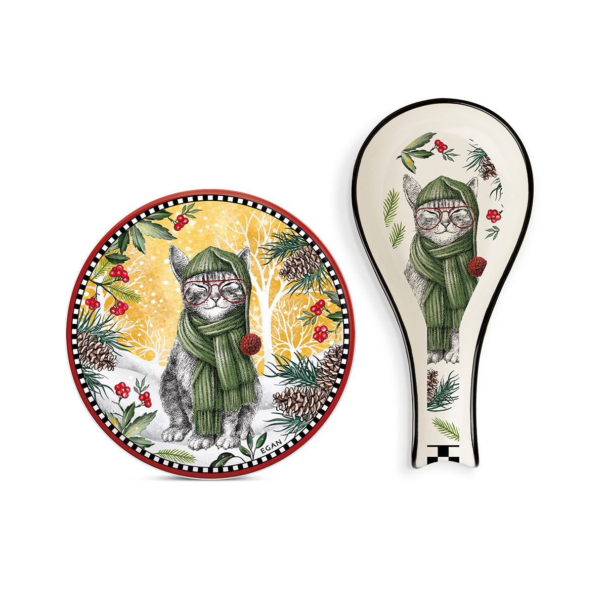 Set Sottopentola e Poggiamestolo Natale Gatto