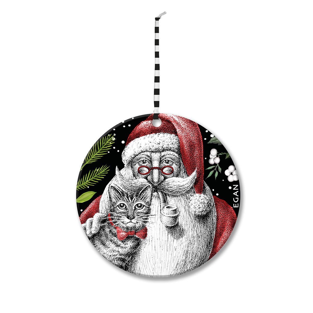 Pendaglio Natale Babbo Natale E Gatto D.7