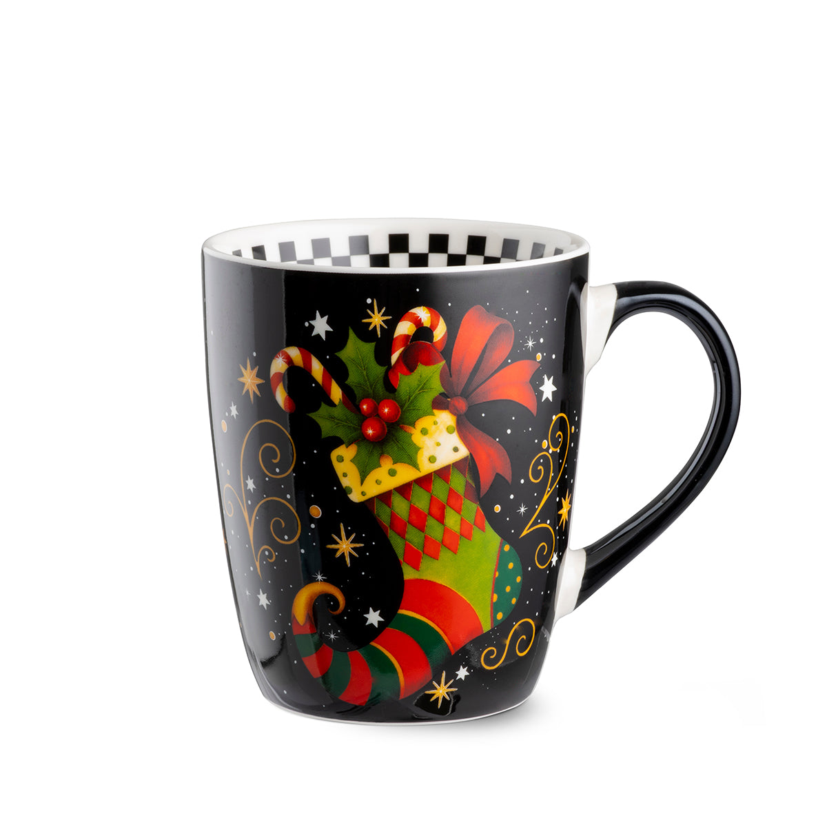 Mug calza nero Natale ml 430