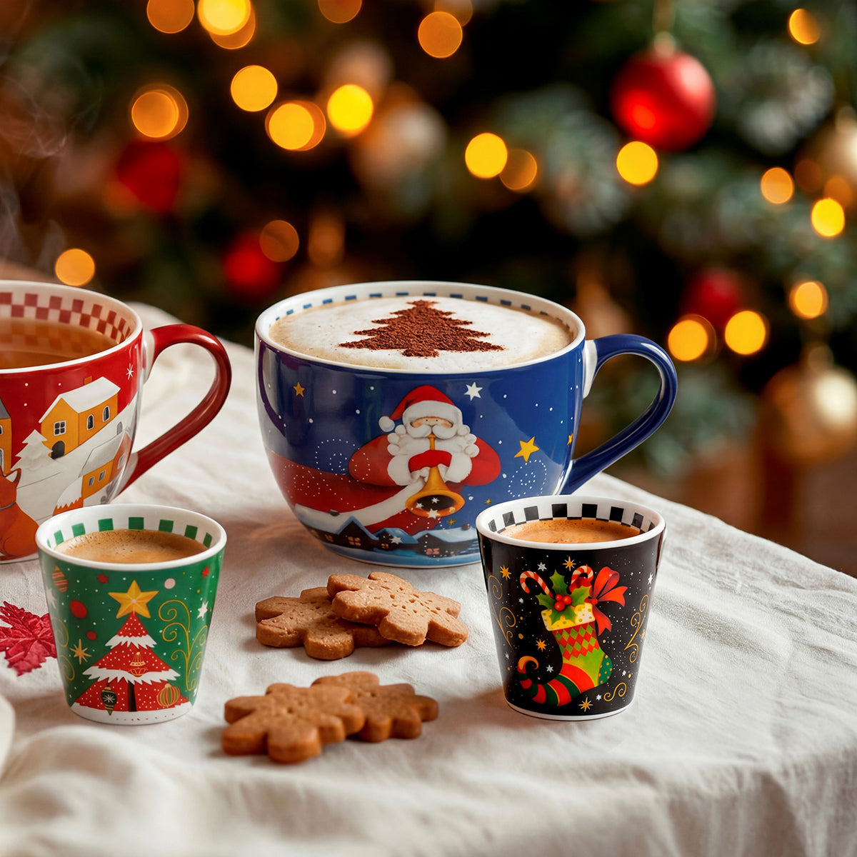 Tazza colazione Babbo Natale blu Natale ml 520