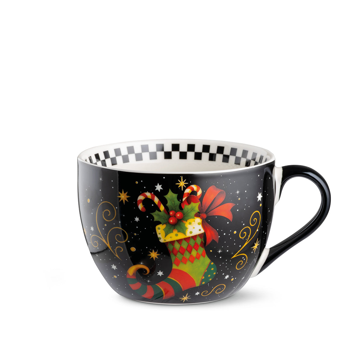 Tazza colazione calza nero Natale ml 520