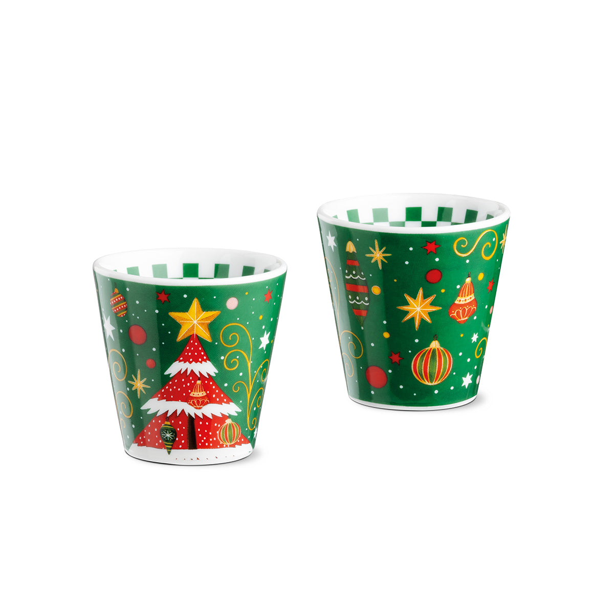 Set 2 bicchierini albero verde Natale ml 90
