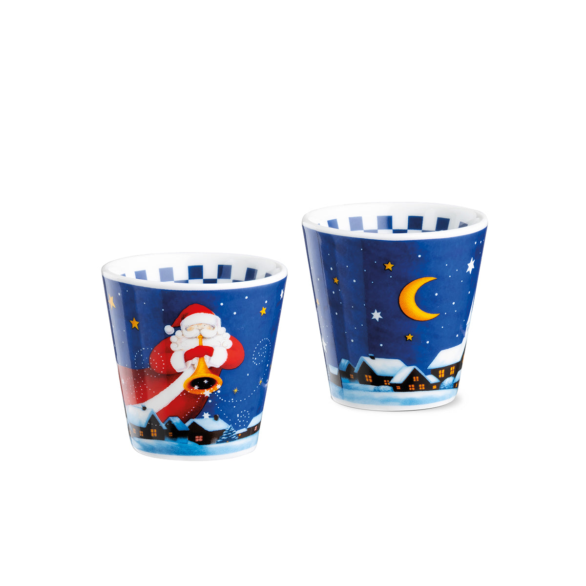 Set 2 bicchierini Babbo Natale blu Natale ml 90