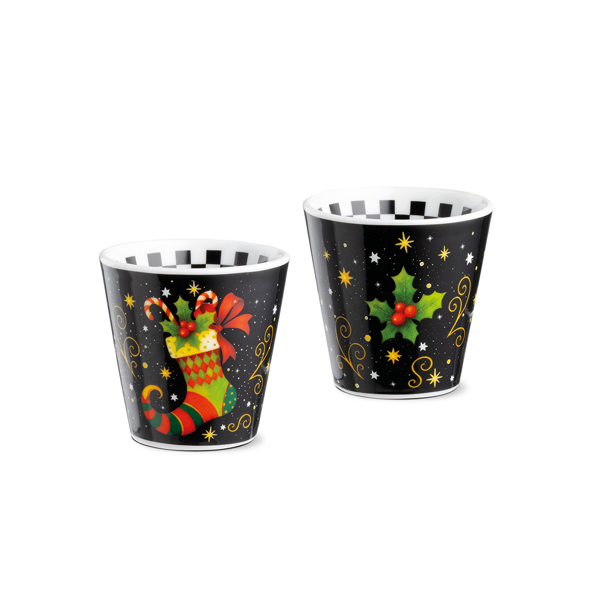 Set 2 bicchierini calza nero Natale ml 90
