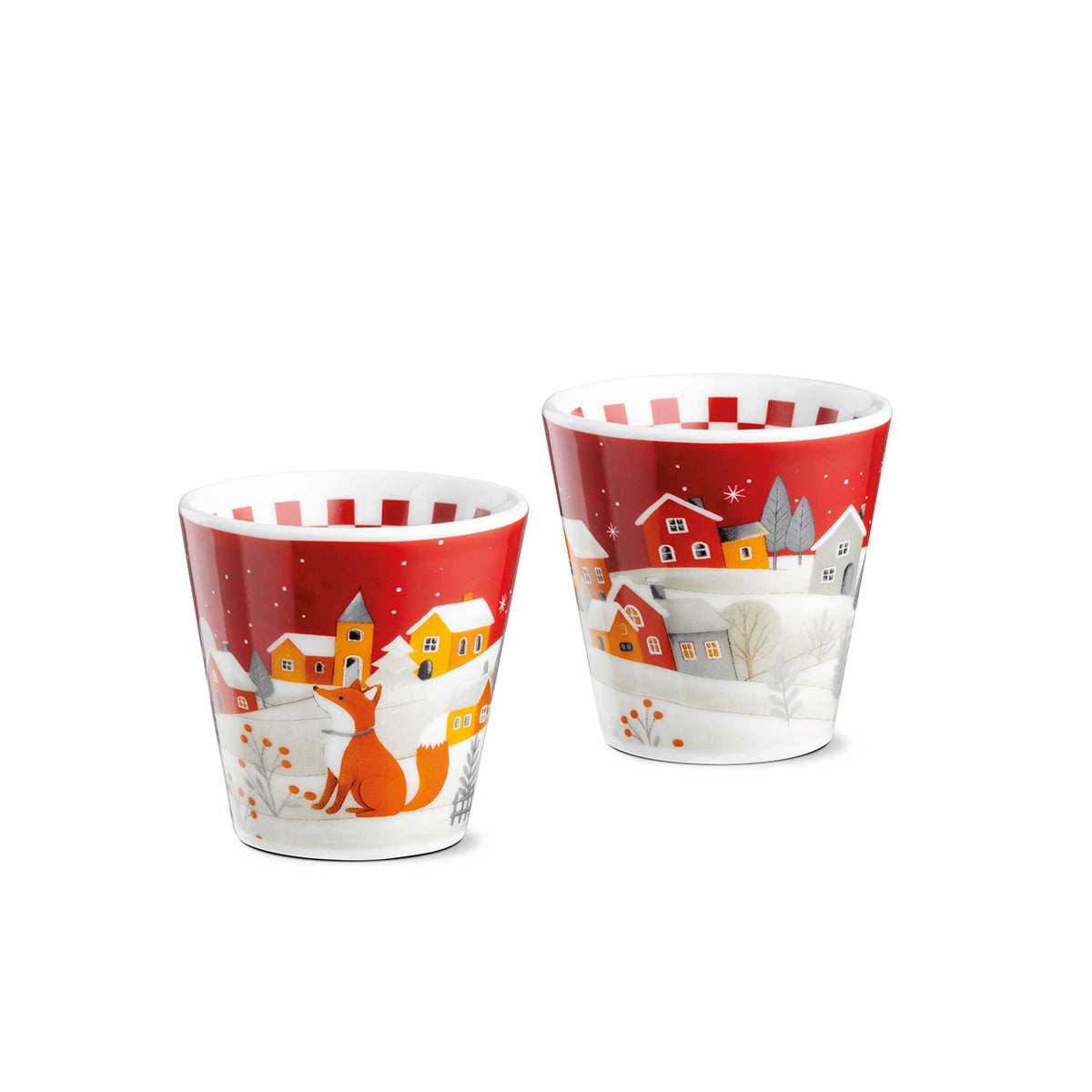 Set 2 bicchierini volpe rosso Natale ml 90