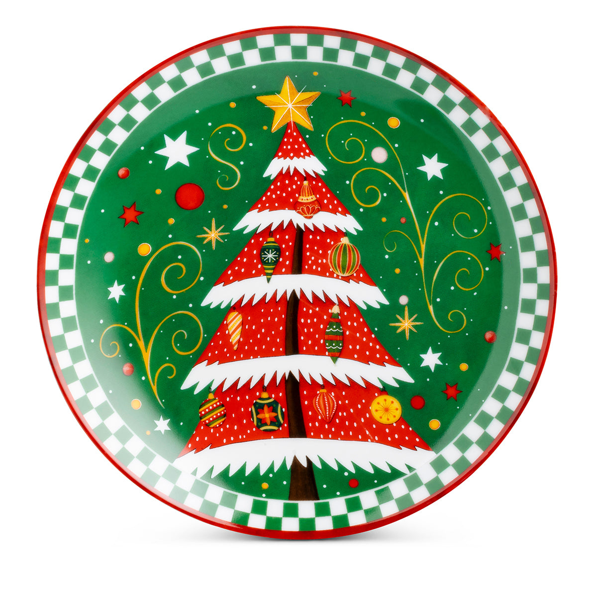 Piatto panettone albero verde Natale d 30,5