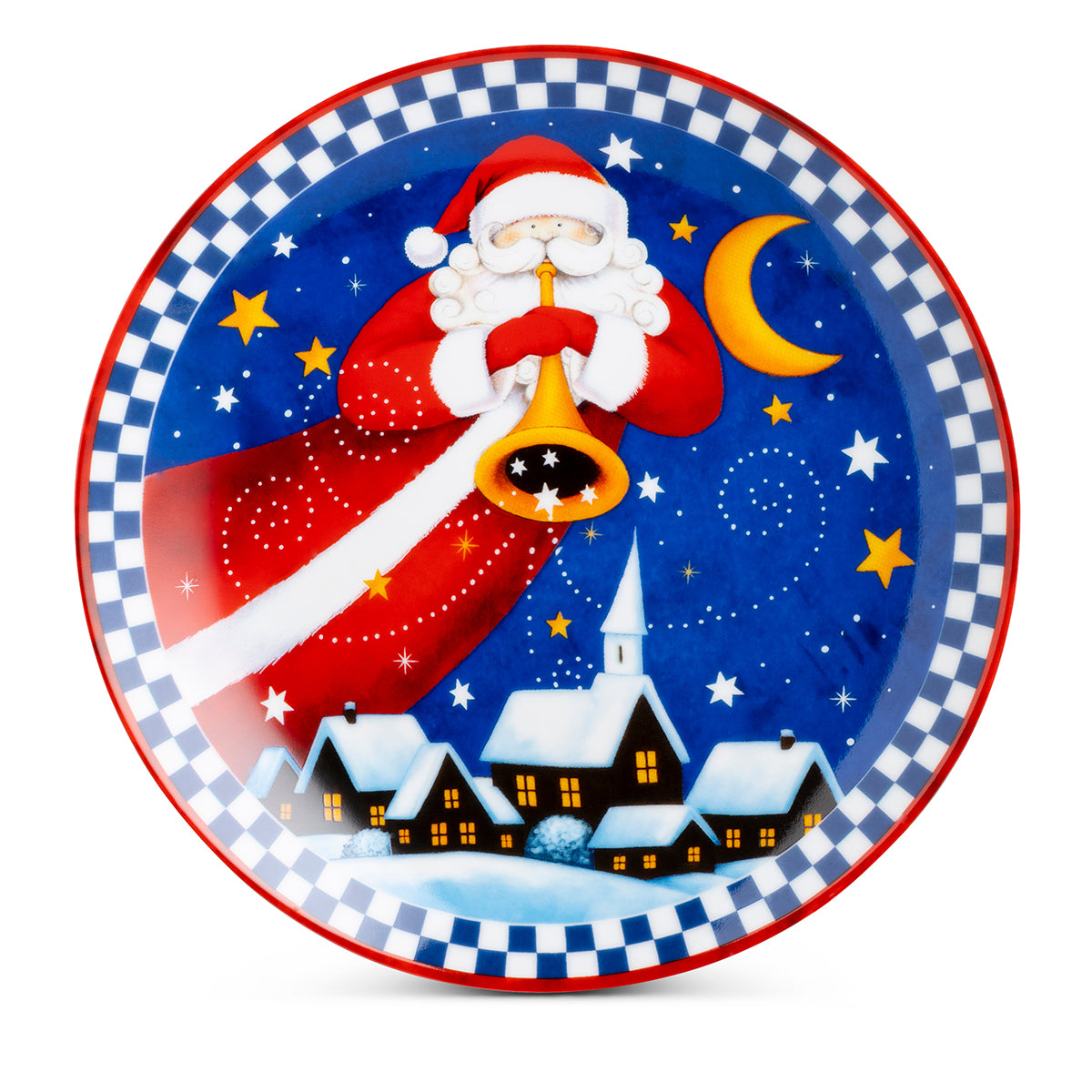 Piatto panettone Babbo Natale blu Natale d 30,5