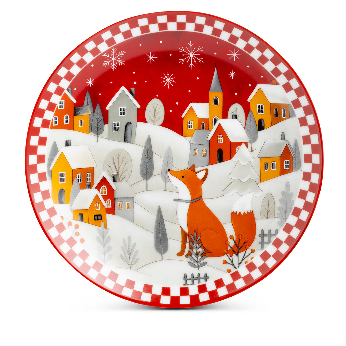 Piatto panettone volpe rosso Natale d 30,5