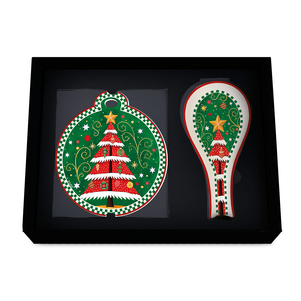 Set Sottopentola e Poggiamestolo albero verde Natale