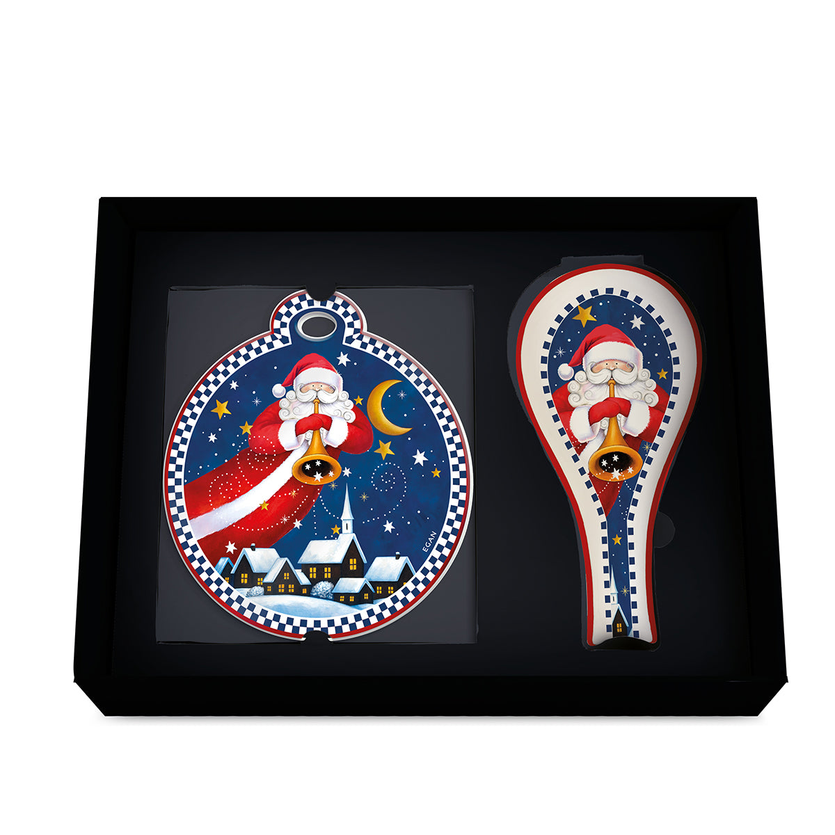 Set Sottopentola e Poggiamestolo Babbo Natale blu Natale