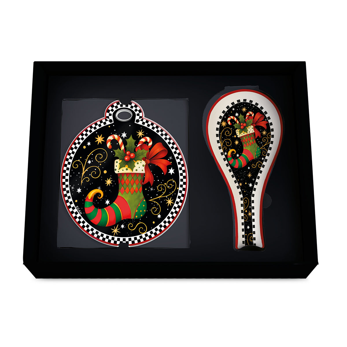 Set Sottopentola e Poggiamestolo calza nero Natale