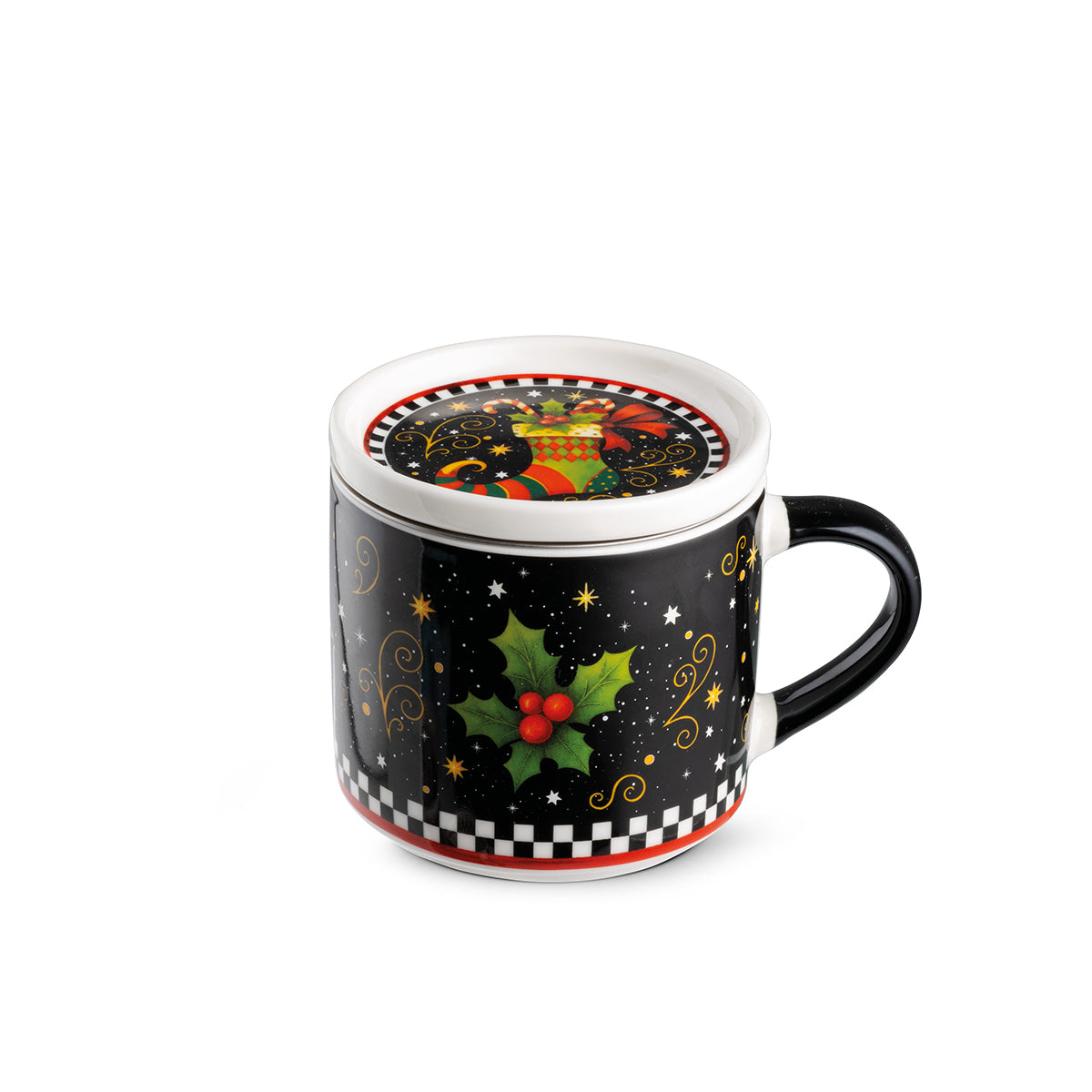 Tisaniera calza nero Natale ml 400