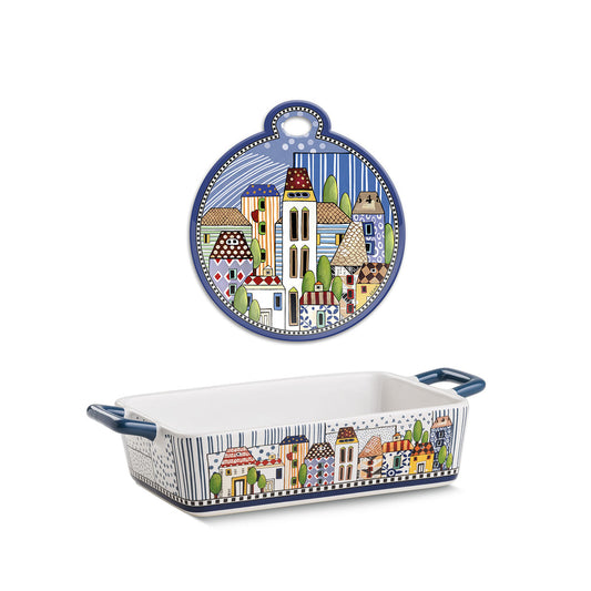Set Sottopentola + Pirofila Paese Mio Blu
