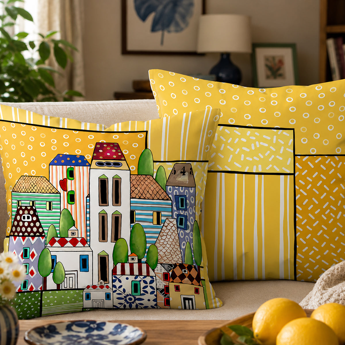 Paese Mio Yellow Cushion 40x40 cm