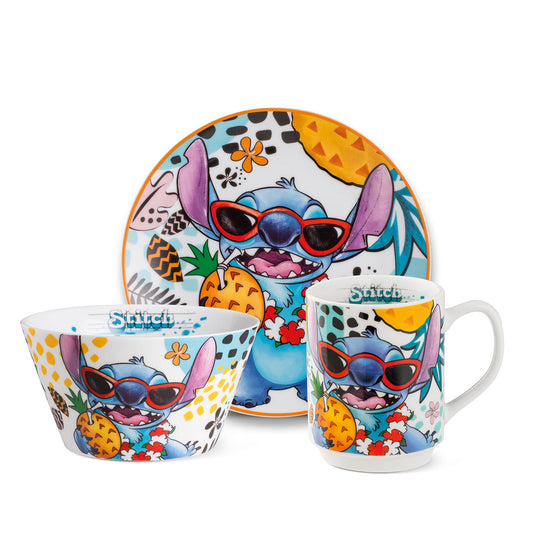Set Piatto dessert + Mug + Bowl Stitch Bianco