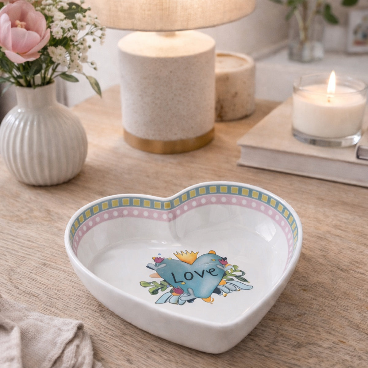 Centrotavola Love Turchese 23x6,5