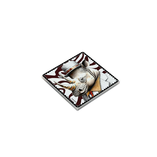 Sotto Bicchiere Human Essence Rinoceronte "Strength" 9x9
