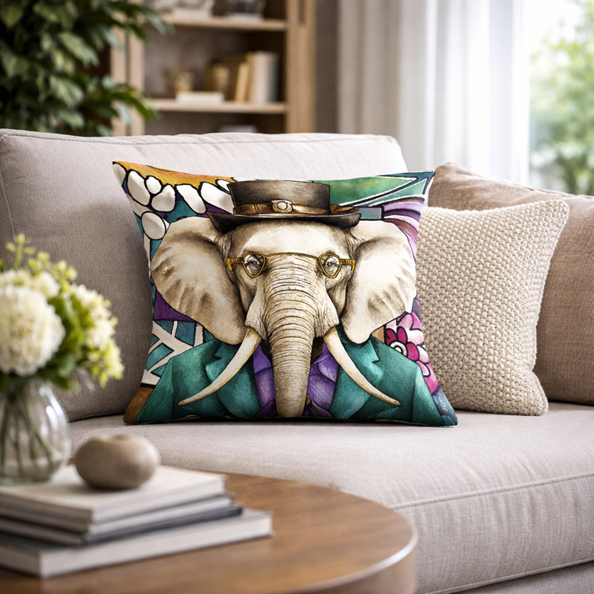 Human Essence Elephant "Wisdom" Cushion 45x45 cm