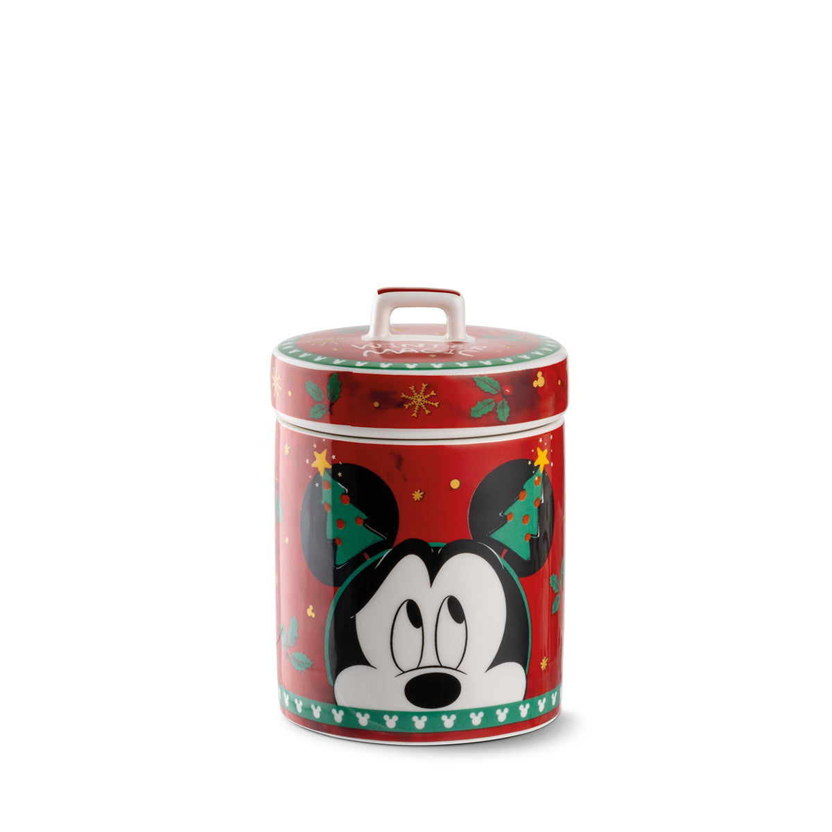 Barattolo Mickey Mouse Winter Magic rosso cm 9x13,3