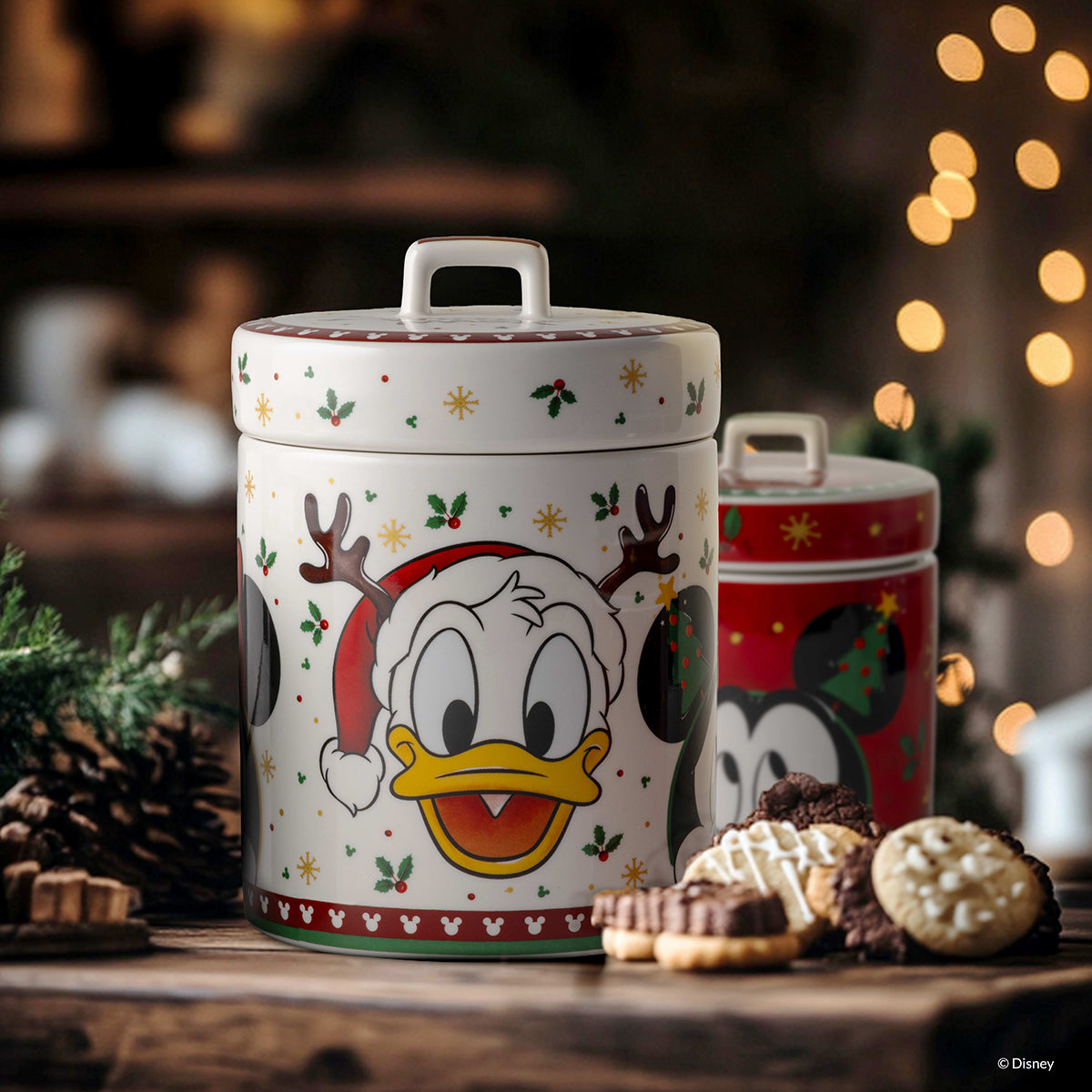 Barattolo/biscottiera Winter Magic bianco cm 14x19