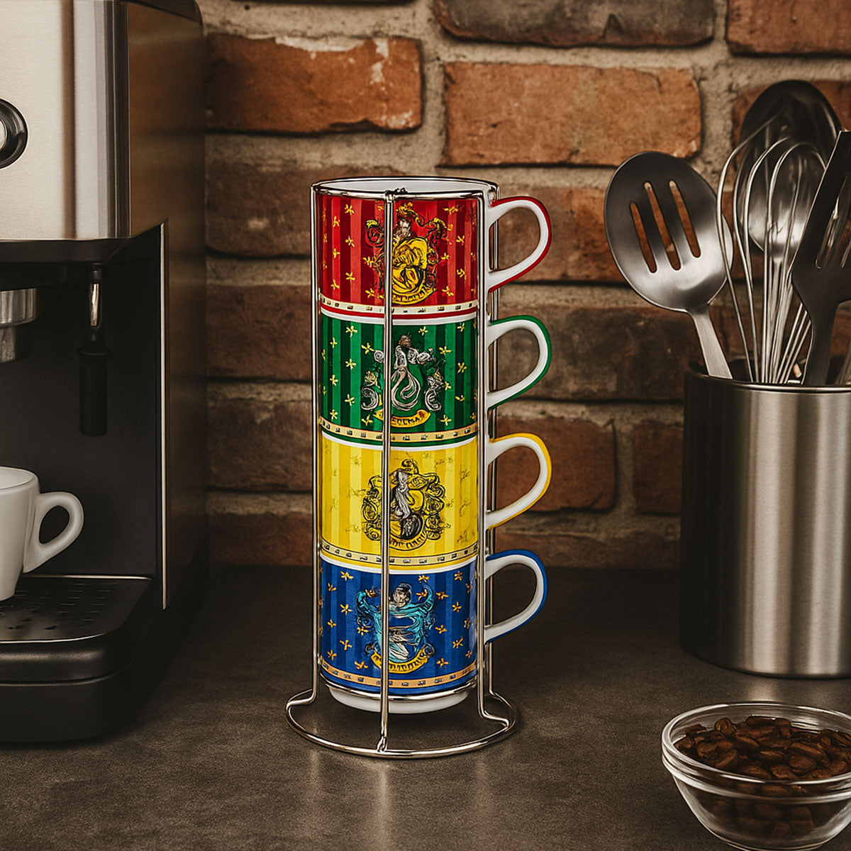 Set 4 Espressotassen Harry Potter + Metallhalter 100 ml