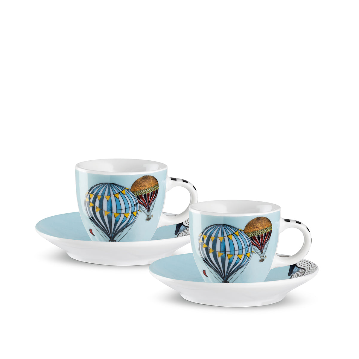 Set of 2 Giramondo Espresso Cups with Saucers – Light Blue – 80 ml