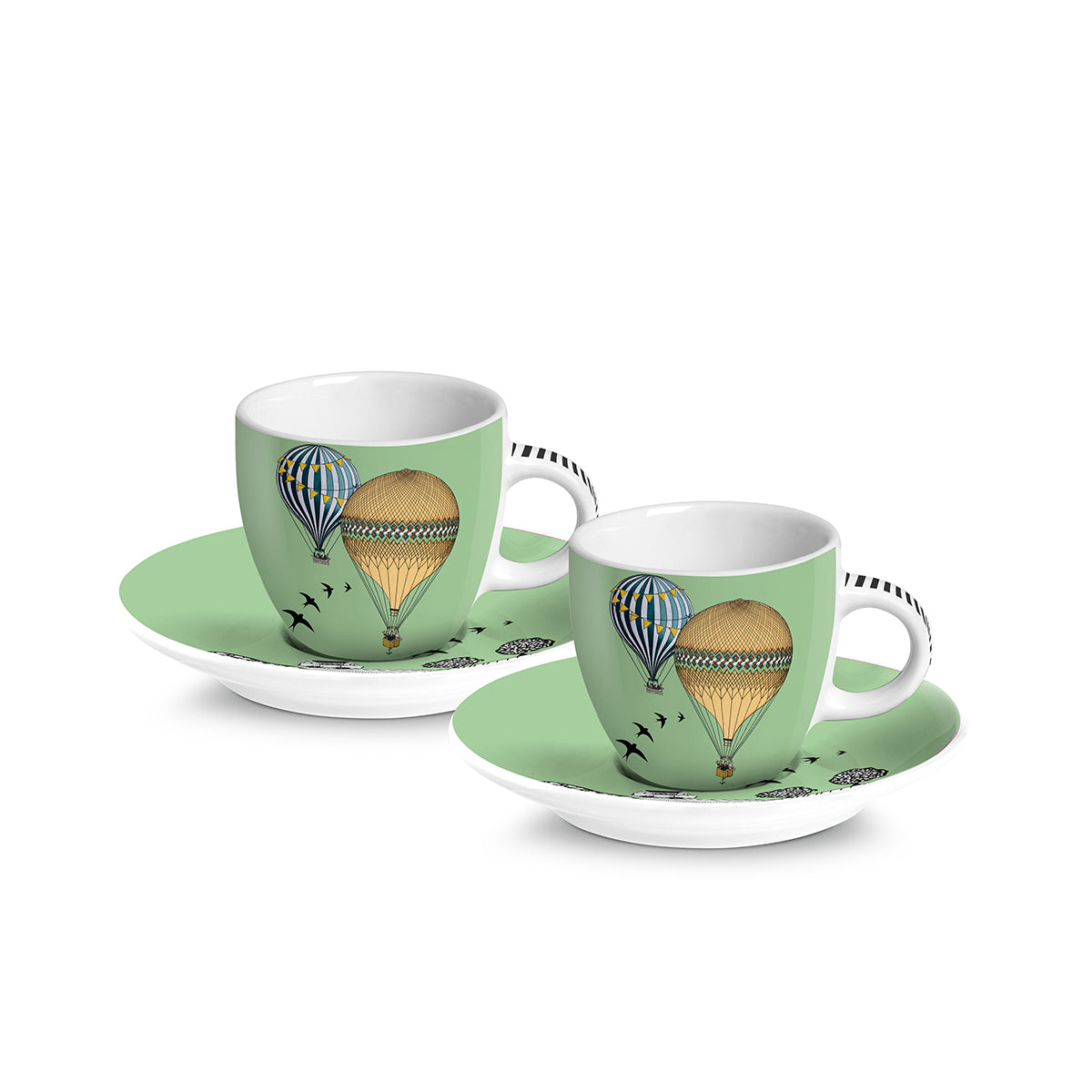 Set of 2 Giramondo Espresso Cups with Saucers – Green – 80 ml