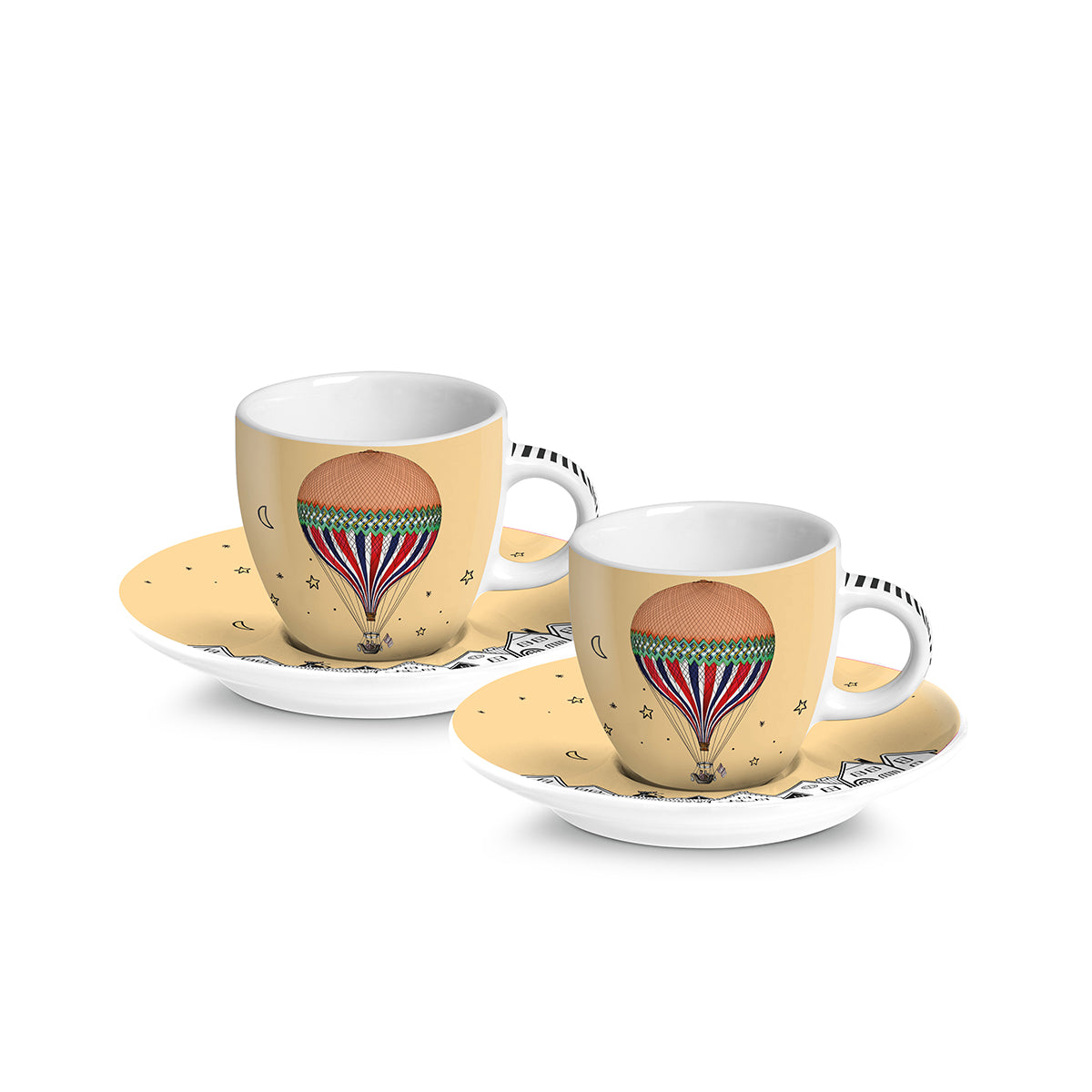 Set of 2 Giramondo Espresso Cups with Saucers – Yellow – 80 ml