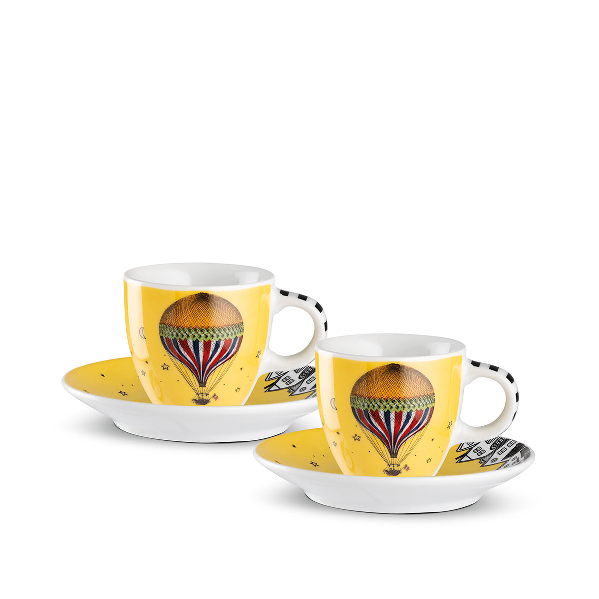 Set 2 Tazze Caffè C/Piattino Giramondo Giallo Ml 80