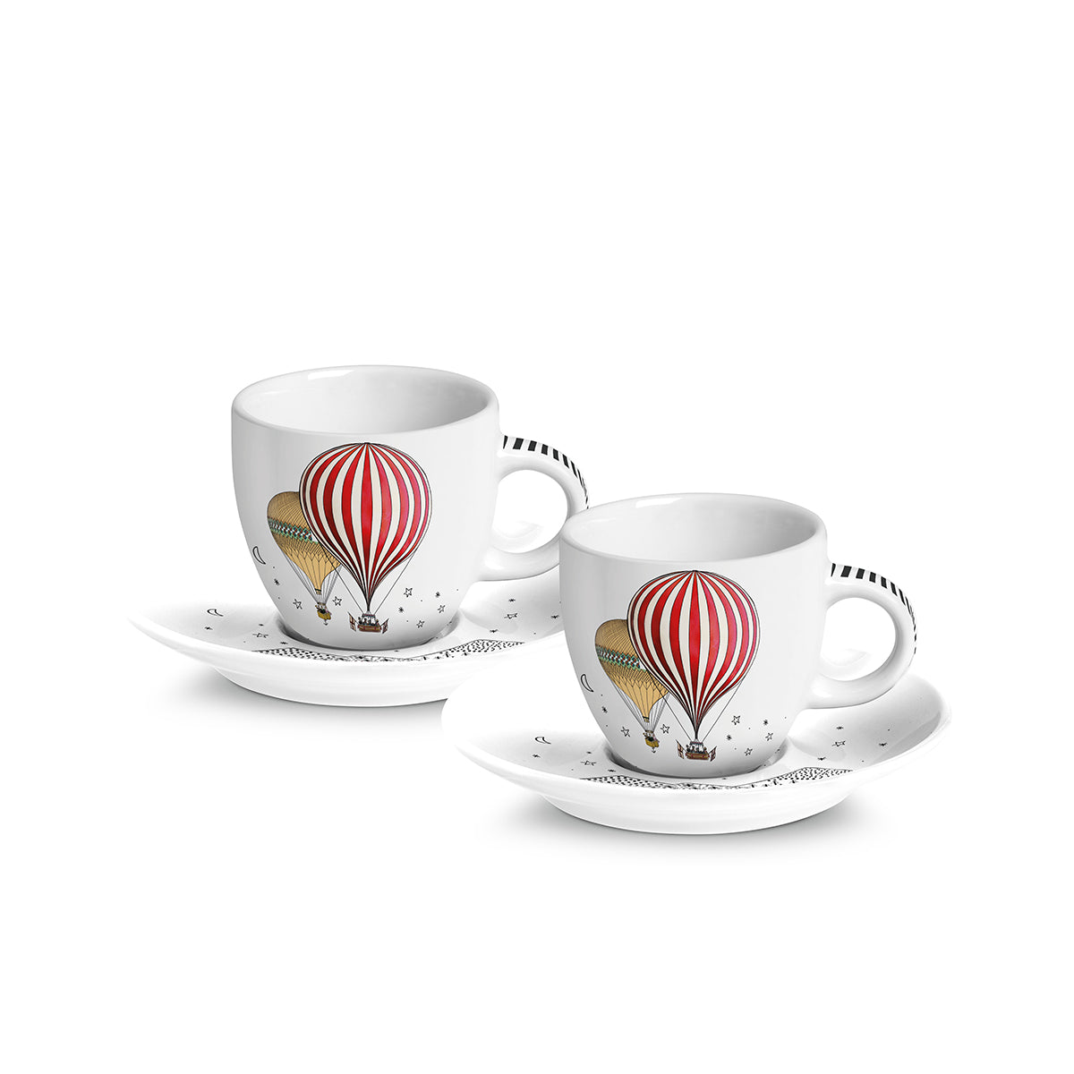 Set 2 Tazze Caffè C/Piattino Giramondo Bianco Ml 80