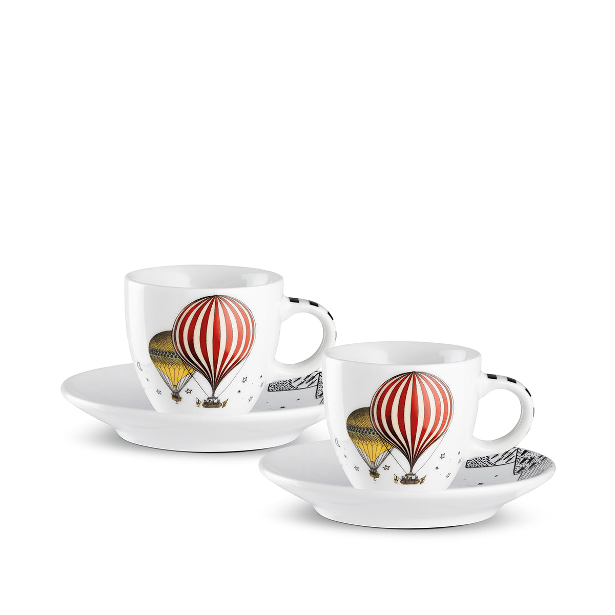 Set of 2 Giramondo Espresso Cups with Saucers – White – 80 ml