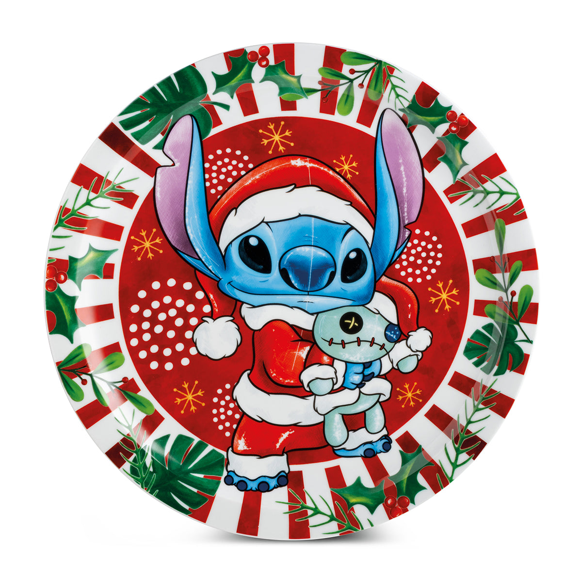 Piatto portata Stitch Natale rosso d 30,5