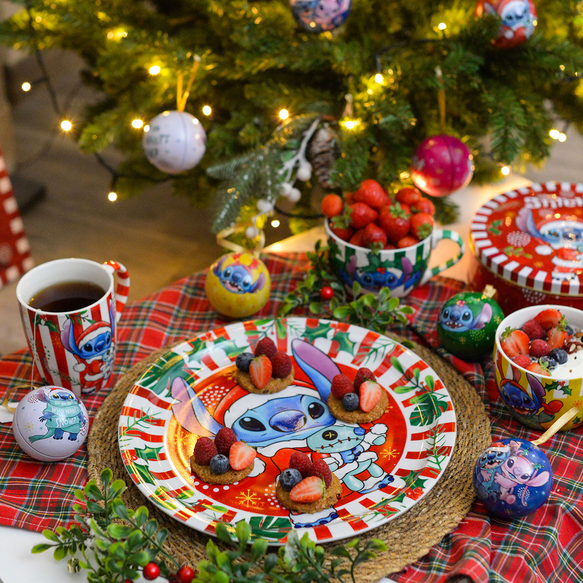 Piatto portata Stitch Natale rosso d 30,5