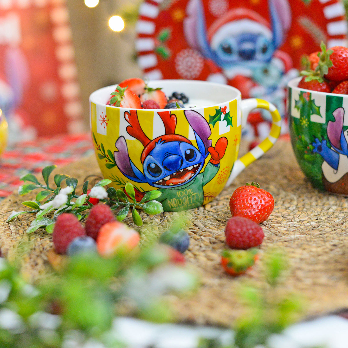 Tazza colazione Stitch Natale giallo ml 520
