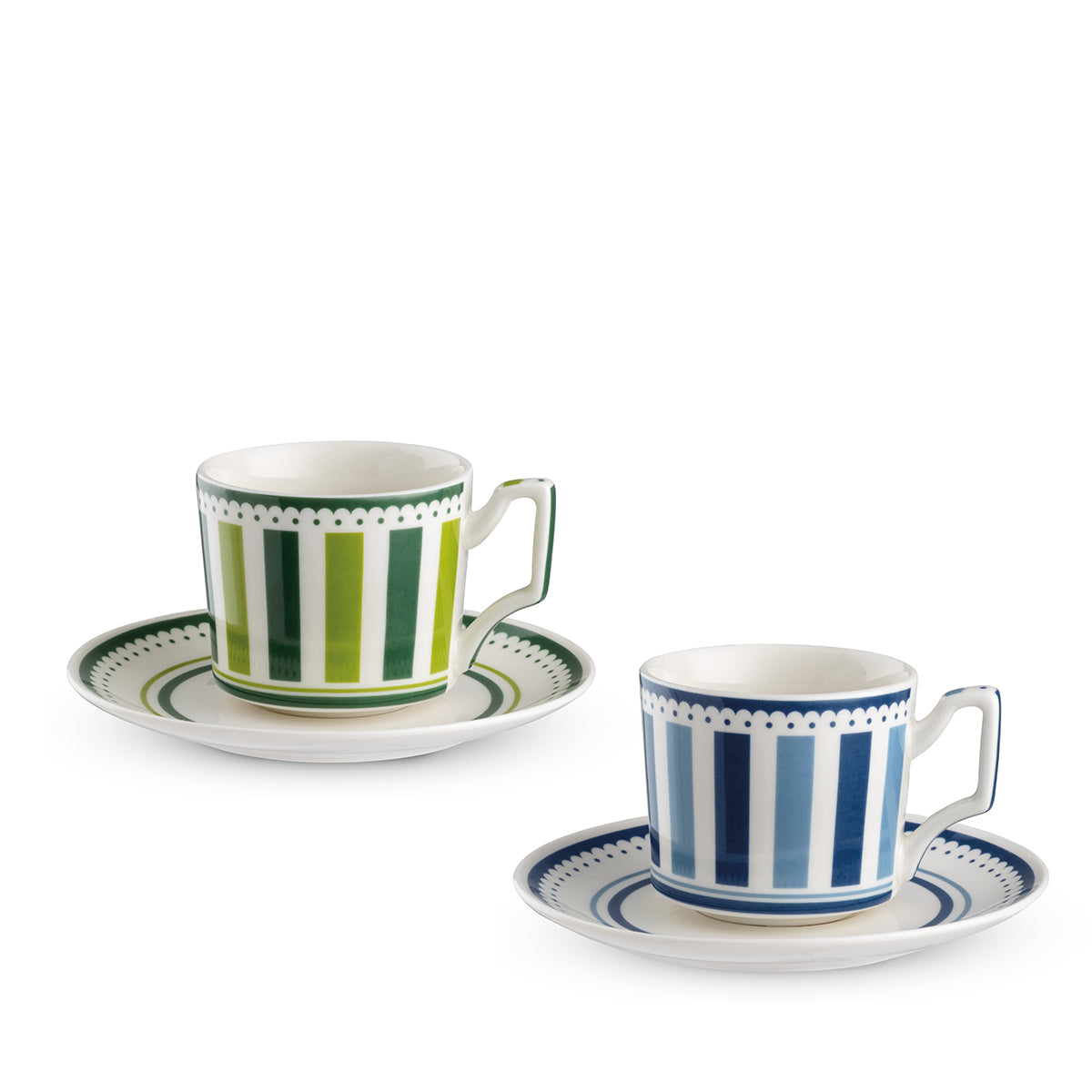 Set 2 Tazze Caffe' C/Piattino Blu E Verde Notting Hill Ml 1