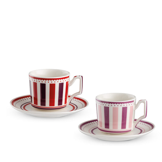Set 2 Tazze Caffe' C/Piattino Rosa E Bordeaux Notting Hill Ml 1