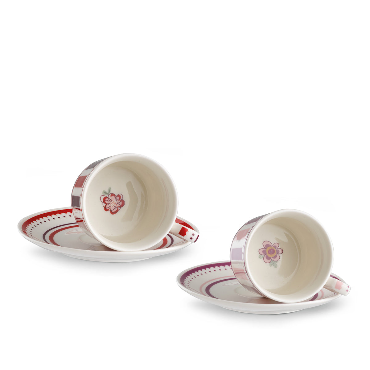 Set 2 Tazze Caffe' C/Piattino Rosa E Bordeaux Notting Hill Ml 100