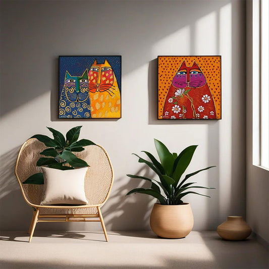 Quadro Laurel Burch ''Gatto Blu'' 70X70