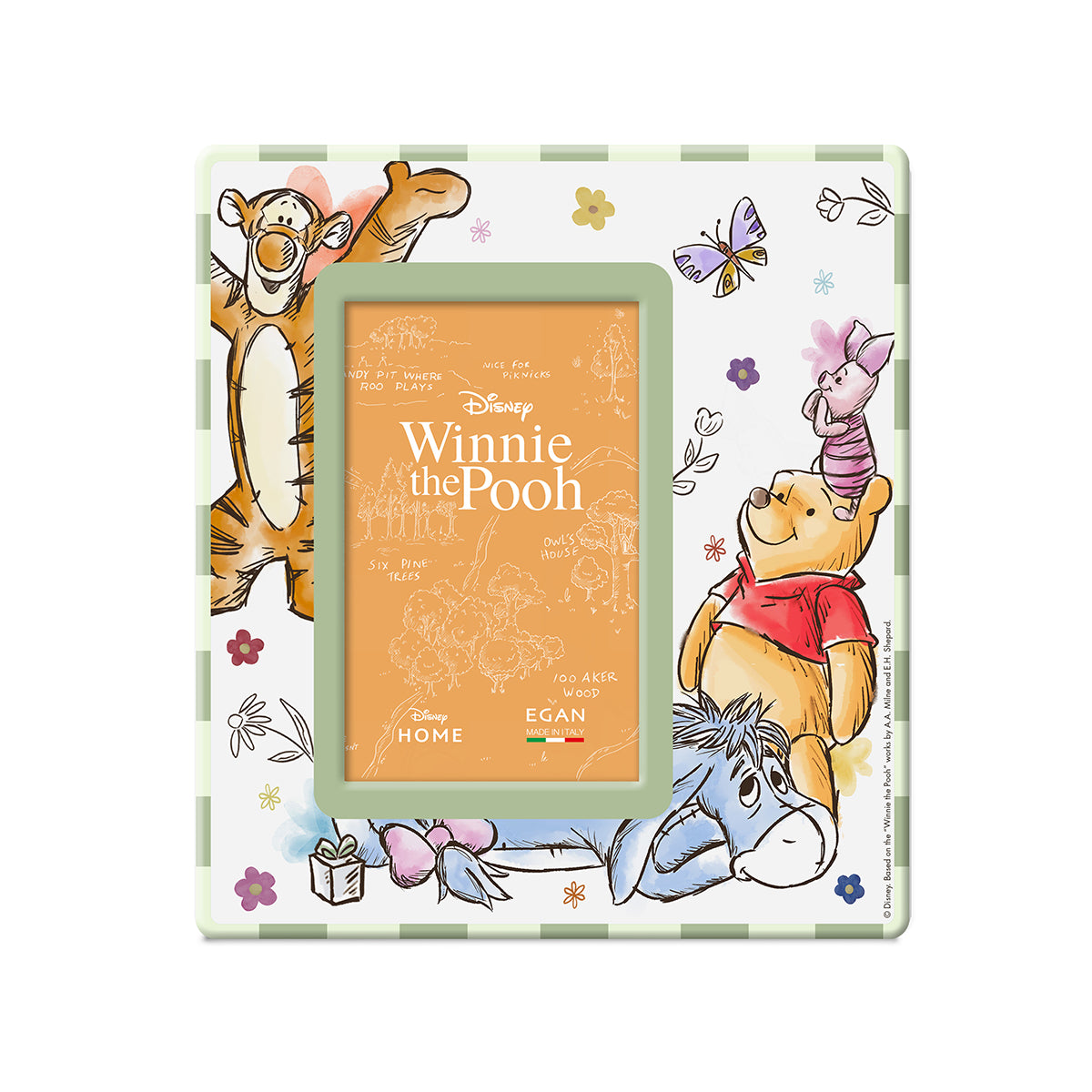 Portafoto Winnie The Pooh Cm 18x20 (Int.10x15) Verde