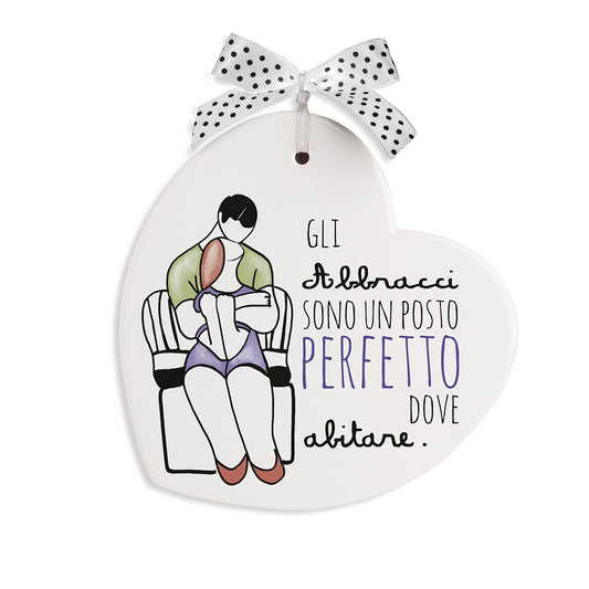 Formella Pensieri & Parole Cuore ''Abbracci'' 14x14