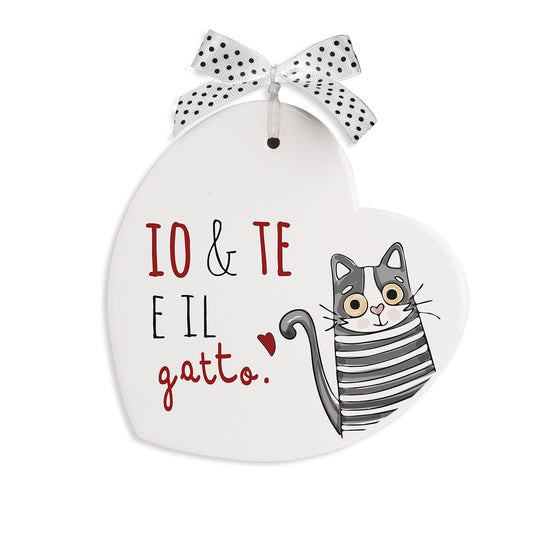 Formella Pensieri & Parole Cuore ''Gatto'' 14x14
